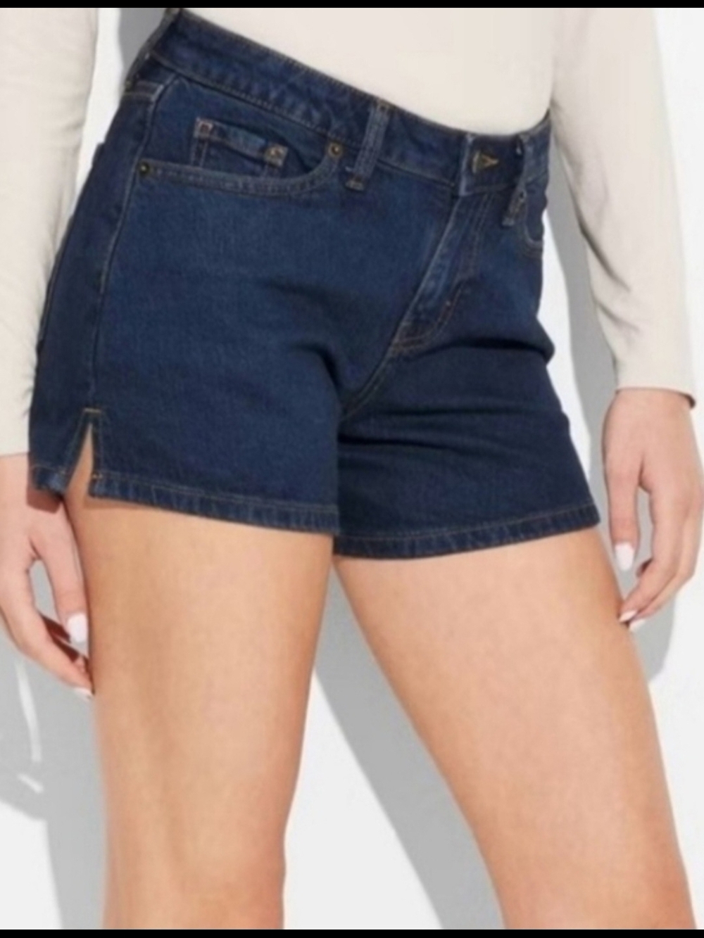 Wild Fable Size 0 Women's Mid-Rise Midi Shorts 4" Inseam 5-pocket Dark Blue